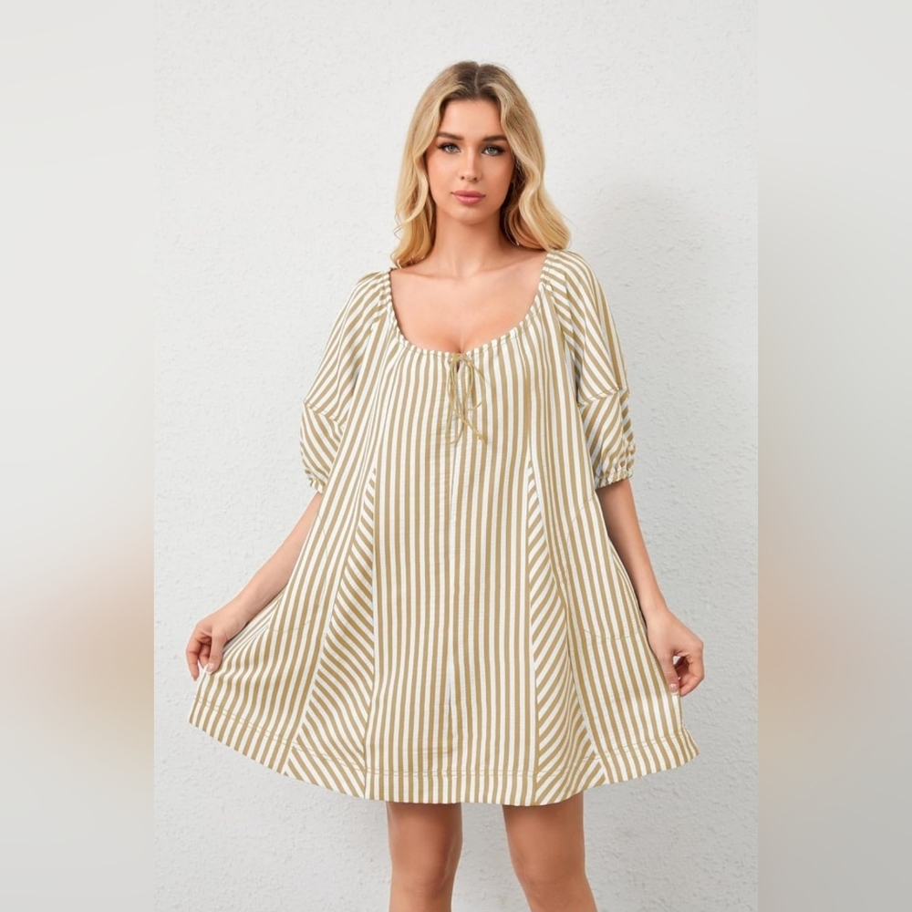 Women's Striped Mini Dress - Picture 6 of 16